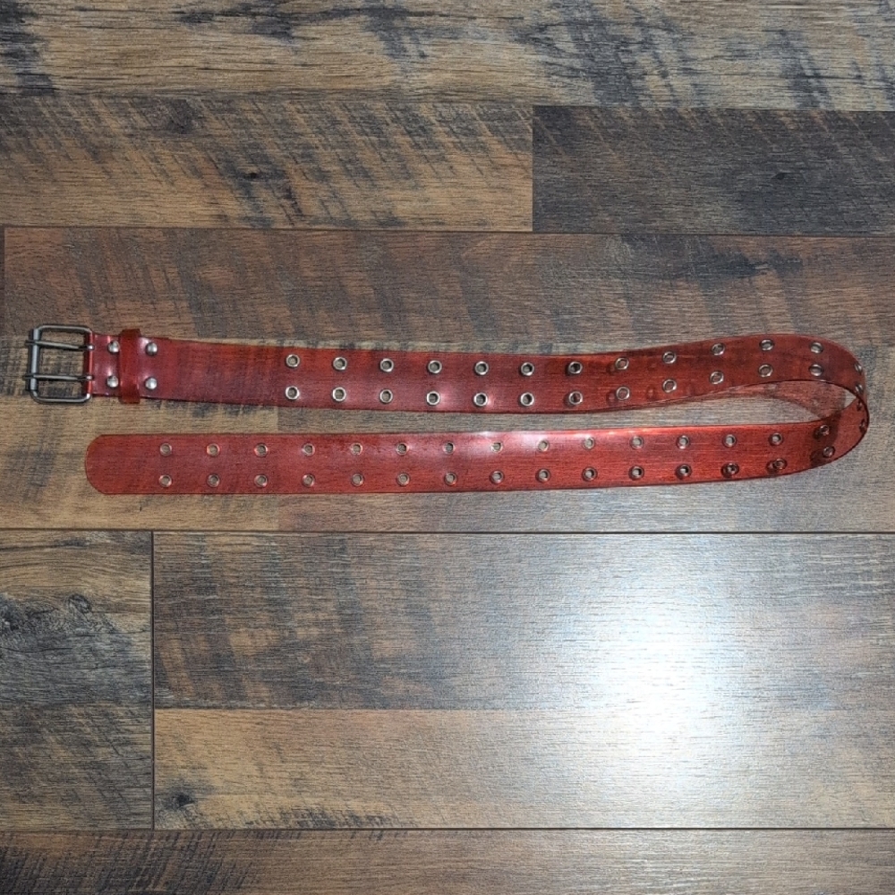 Vintage Women's Red Clear Belt with Eyelets